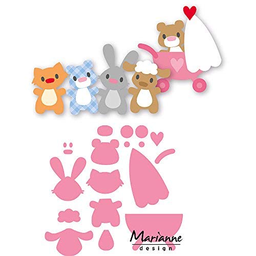 Marianne Design Collectables Troqueles Animales de Bebé, Metal, Rosa, 21.1x15.4x0.1 cm