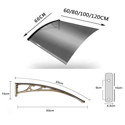 Marquesina Protectora para Puerta O Ventana Toldo para Terrazas Marquesina Canopy Ajuste Fácil Soportes De Aleación De Aluminio Negro (Color : A, Size : 60cmx60cm)