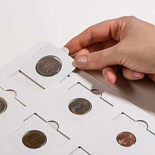 Matidia 100 Cartones para Monedas para grapar 50 x 50 mm. Diámetros: 22,5mm-27,5mm-32,5mm-35mm -40 mm.