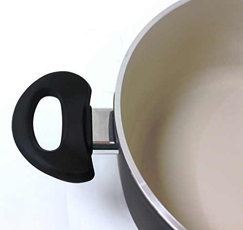 Mayestic Cacerola con Tapa, Aluminio Forjado y cerámica, 24 cm, Negro