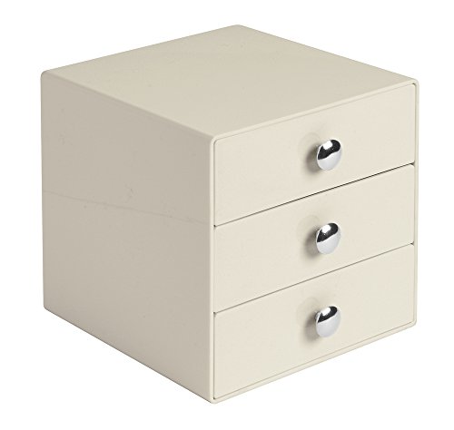 mDesign Caja organizadora para artículos de bebés – Organizador de plástico de color crudo con 3 cajones – Cajonera de plástico para los biberones, chupetes y otros accesorios para bebés