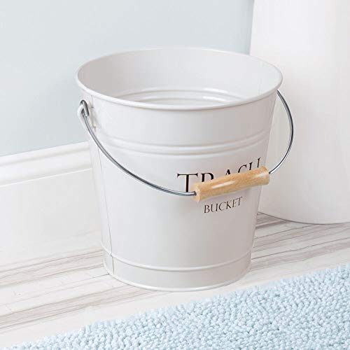 mDesign Cubo de metal estilo vintage - Muy decorativo e idóneo como cubo de basura para cocina, papelera de baño o contenedor de reciclaje en la oficina - 12,5 Litros - Blanco