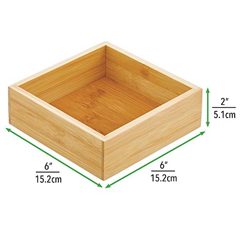 mDesign Juego de 2 cajones de almacenaje – Cajas de bambú multifunción para armarios, cajones y superficies – Organizadores de madera abiertos de bambú ecológico – color natural
