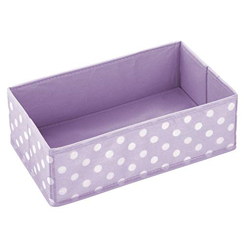 mDesign Juego de 3 Cajas de almacenaje para habitación Infantil, baño y más – Cesta organizadora Plegable con Estampado de Lunares – Organizador de armarios en Fibra sintética – Lila Claro y Blanco