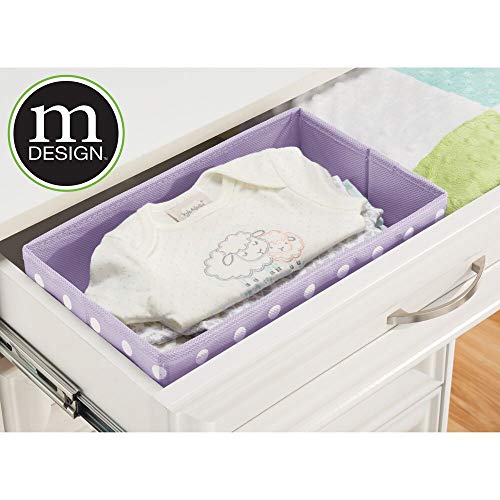 mDesign Juego de 3 Cajas de almacenaje para habitación Infantil, baño y más – Cesta organizadora Plegable con Estampado de Lunares – Organizador de armarios en Fibra sintética – Lila Claro y Blanco
