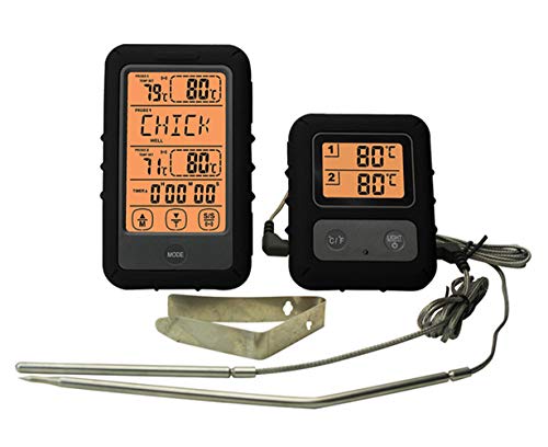MEASBQ Termómetro de Alimentos, Alimentos con Pantalla táctil inalámbrica, termómetro de Doble Tenedor, Parrilla de Cocina, termómetro Digital de Doble Canal, con sonda de Acero Inoxidable-Black