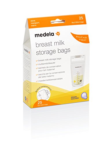 Medela Bolsas de almacenamiento y conservación para leche materna. Paquete de 25 unidades. Fáciles de usar, higiénicas y seguras para almacenar, transportar y calentar la leche materna.