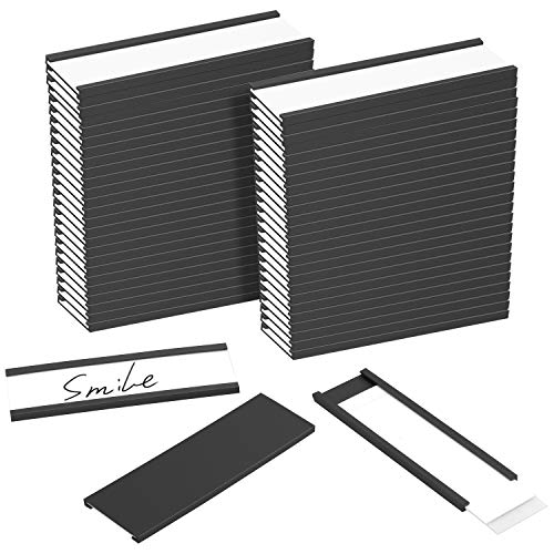 Meetory - Lote de 30 soportes magnéticos para etiquetas de 1 x 3 pulgadas, con tiras de repuesto para estante de metal, taquilla, pizarra blanca