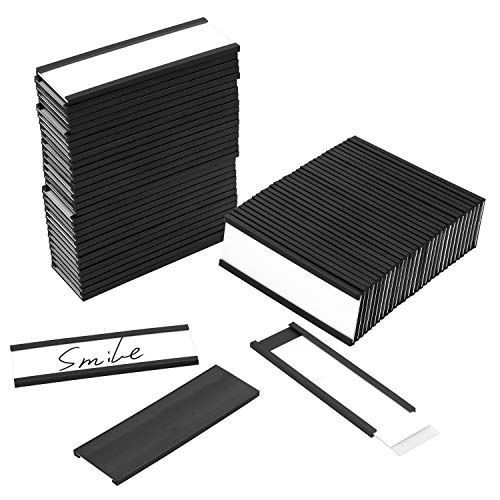Meetory - Lote de 30 soportes magnéticos para etiquetas de 1 x 3 pulgadas, con tiras de repuesto para estante de metal, taquilla, pizarra blanca