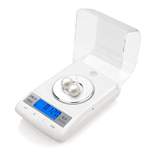 Meipai - Báscula digital de alta precisión, 0,001 g, 50 g, color plateado