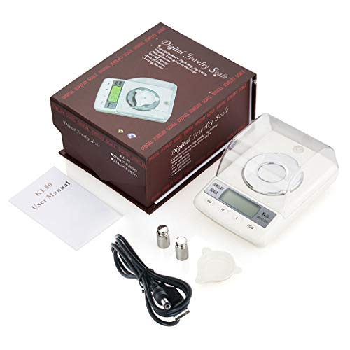 Meipai - Báscula digital de alta precisión, 0,001 g, 50 g, color plateado
