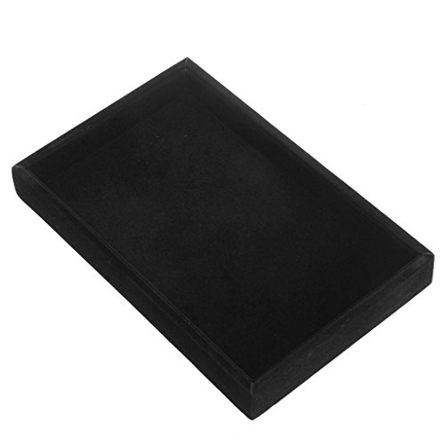 Mentin Bandeja Joyero Terciopelo, Caja Joyero Expositor Joyero – 22.5 x 14.5 x 3 cm, Velur, Negro, Medium
