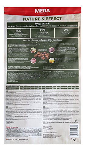 Mera Nature 's Effect, alimento para Perros sin Cereales, alimento seco Premium para Perros con jabalí, Remolacha roja, pastinaken y Patatas, 1 Paquete (1 x 3 kg)