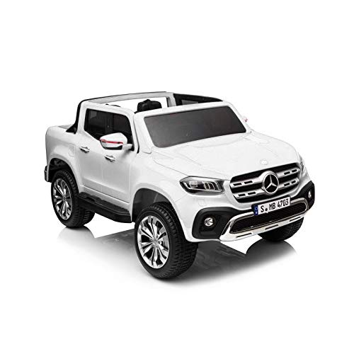 Mercedes Pickup Dos Asientos 12v - Blanco - Robusto Coche eléctrico para niños Dos Asientos - ATAA