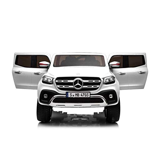 Mercedes Pickup Dos Asientos 12v - Blanco - Robusto Coche eléctrico para niños Dos Asientos - ATAA