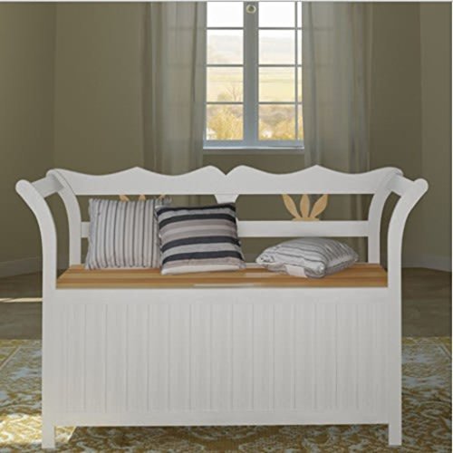 mewmewcat Banco de Almacenamiento de Madera Banco de jardín de 3 Plazas Banco Arcón Exterior 126x42x75cm