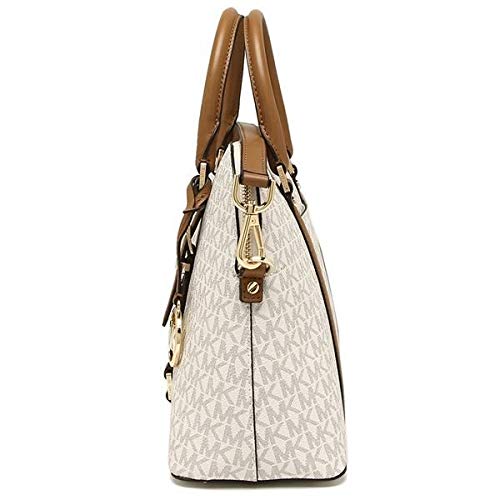 Michael Kors Bedford Legacy - Bolso de hombro de lona para mujer, tamaño mediano, vainilla/bellota, Multi color (Vainilla / bellota.), Medium