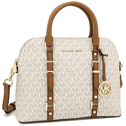 Michael Kors Bedford Legacy - Bolso de hombro de lona para mujer, tamaño mediano, vainilla/bellota, Multi color (Vainilla / bellota.), Medium