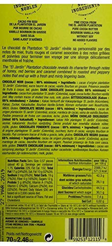 Michel Cluizel Barra de Chocolate Oscuro 69% de Colombia Plantación «El Jardìn» Mantequilla de Cacao Pura Sin Soja y Aromas - 1 x 70 Gramos