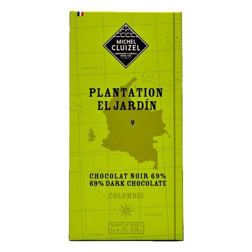 Michel Cluizel Barra de Chocolate Oscuro 69% de Colombia Plantación «El Jardìn» Mantequilla de Cacao Pura Sin Soja y Aromas - 1 x 70 Gramos