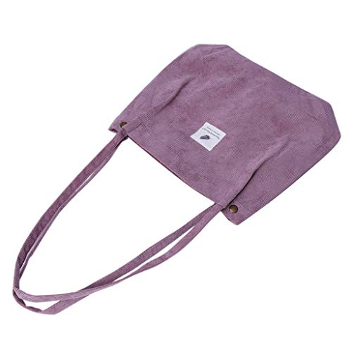 Milai Bolso de pana para damas chica gran Bolso de hombro de pana Bolso de mano lavable reutilizable bolso de bandolera casual para mamá maestra trabajo escolar playa compras comida viajes (Púrpura)