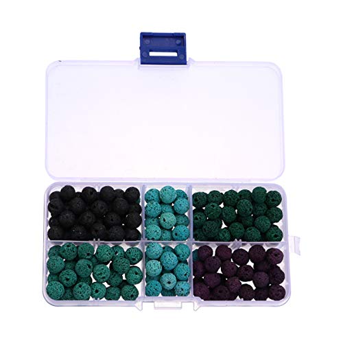 Milisten 200 Piezas de Cuentas de Piedra de Lava Redonda Suelta Chakra Roca Espaciador de Piedra Volcánica Cuentas de Piedras Preciosas para Pulsera Collar Joyería Que Hace 8 Mm