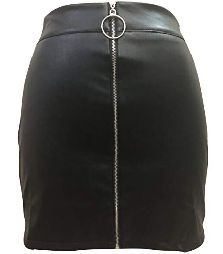 Minifalda de Mujer con Cremallera Material Falda Lápiz de Cintura Alta Mini Falda Corta de Moda de Cuero y Algodón Vestido Inferior Sexy y Elegante Skirt para Casual Fiesta Cóctel Negro S