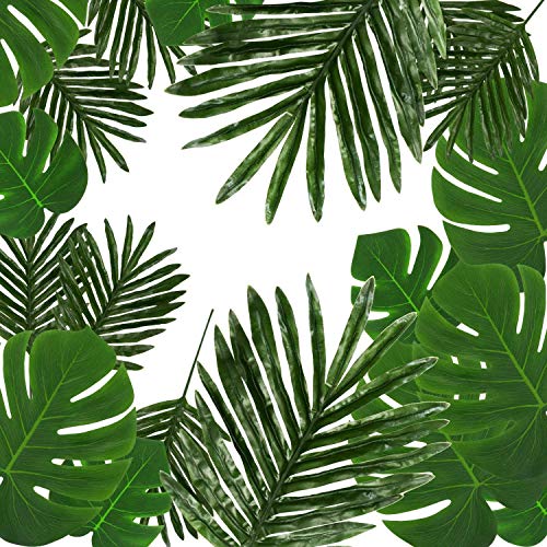 MINISTAR 12 Piezas Hojas de palma Hojas tropicales falsas Hojas artificiales Decoración Decoración Hojas tropicales Monstera falsas