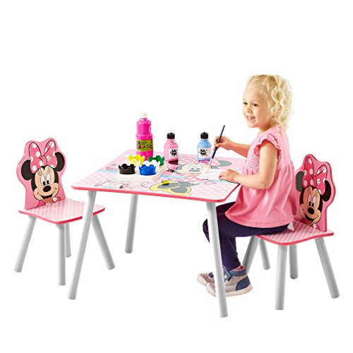 Minnie Mouse Conjunto de Mesa y Dos sillas, Madera, Rosa, 63.00x63.00x45.00 cm