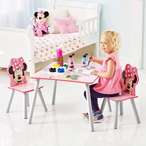 Minnie Mouse Conjunto de Mesa y Dos sillas, Madera, Rosa, 63.00x63.00x45.00 cm