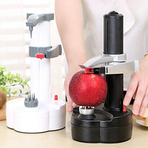 Miracle Pelador eléctrico, giratorio automático y acero inoxidable, para frutas y verduras, negro