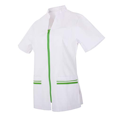 MISEMIYA - Casaca SEÑORA Mangas Cortas Uniforme Laboral CLINICA Hospital Limpieza Veterinaria SANIDAD HOSTELERÍA - Ref.7021 - L, Blanco