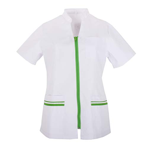 MISEMIYA - Casaca SEÑORA Mangas Cortas Uniforme Laboral CLINICA Hospital Limpieza Veterinaria SANIDAD HOSTELERÍA - Ref.7021 - L, Blanco