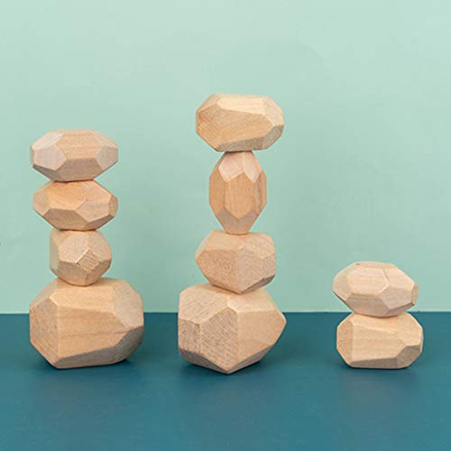 MiSha 36 PC del Arco Iris de Piedras Conjunto de Actividades, de Madera de apilamiento de Equilibrio y ordenar los Juguetes, Juguetes educativos para niños preescolares 3 Años de Edad Plus