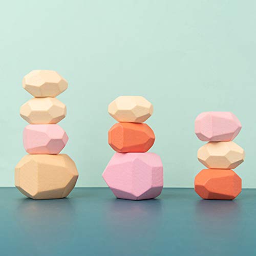 MiSha 36 PC del Arco Iris de Piedras Conjunto de Actividades, de Madera de apilamiento de Equilibrio y ordenar los Juguetes, Juguetes educativos para niños preescolares 3 Años de Edad Plus