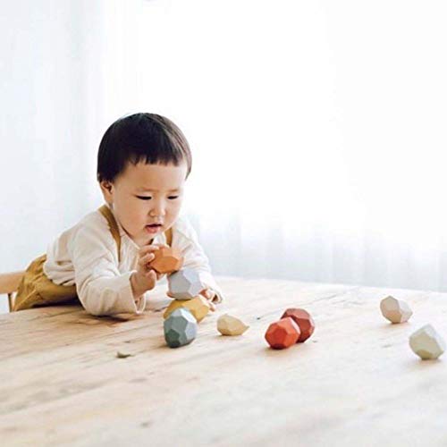 MiSha 36 PC del Arco Iris de Piedras Conjunto de Actividades, de Madera de apilamiento de Equilibrio y ordenar los Juguetes, Juguetes educativos para niños preescolares 3 Años de Edad Plus