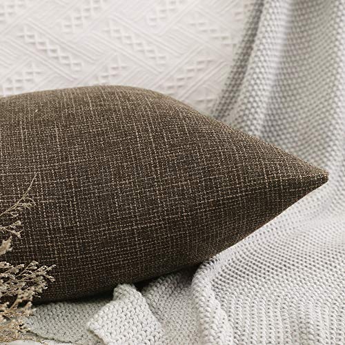 MIULEE Cojines Lumbar Decorativos Fundas De Cojines De Lino De Estilo De Casa Rural Fundas De Almohadas De Decoración Vintage para Sofá 12 X 20 Pulgadas 30 X 50 Cm 2 Piezas Marrón Oscuro