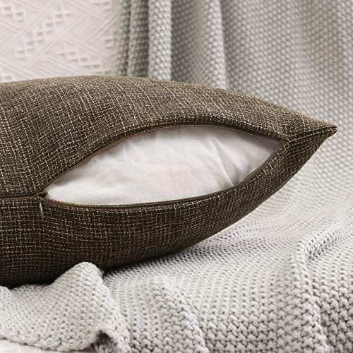MIULEE Cojines Lumbar Decorativos Fundas De Cojines De Lino De Estilo De Casa Rural Fundas De Almohadas De Decoración Vintage para Sofá 12 X 20 Pulgadas 30 X 50 Cm 2 Piezas Marrón Oscuro