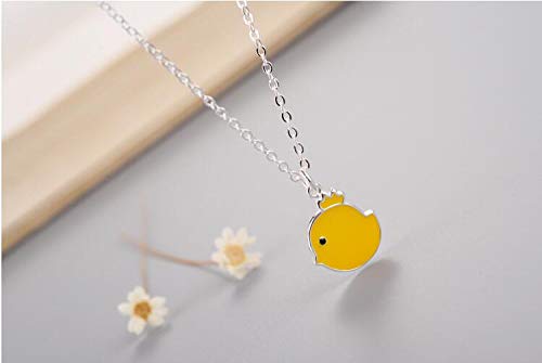 Moda Coreana Lindo Animal 925 joyería de Plata esterlina Venta al por Mayor Collar con Colgante Femenino de Pollo Amarillo 45 cm con Cadena