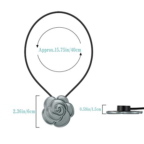MoKo Hebilla de Cortina Magnética, [ 2PZS ] Abrazadera para Cortina de Flor de Té de Metal para Atar Mosquitera, Cortina de Puerta y Cortina de Ducha en Dormitorio, Oficina y Cafetería - Gris