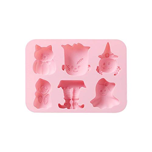 Molde de silicona con forma de calabaza de Halloween para hornear fondant, caramelos, gelatina, magdalenas, moldes para cubitos de hielo, rosa, Frankenstein