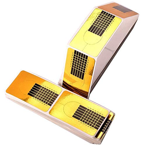 Moldes Guías Pegatinas Formas Para Manicura Uñas Tips Extenciones 500pcs (Dorado)