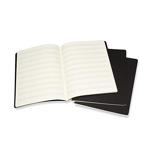 Moleskine - Cuaderno de Música, Set de 3 Cuadernos de Música con Pentagrama, Apto para bolígrafos, Plumas Estilográficas, Lápices, Pasteles, Color Negro, XL 19 x 25 cm, 80 Páginas (COLLECTION ART)