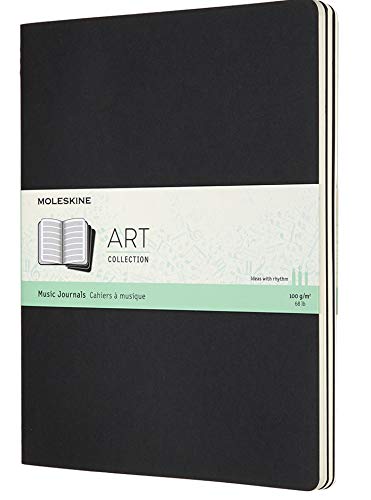 Moleskine - Cuaderno de Música, Set de 3 Cuadernos de Música con Pentagrama, Apto para bolígrafos, Plumas Estilográficas, Lápices, Pasteles, Color Negro, XL 19 x 25 cm, 80 Páginas (COLLECTION ART)