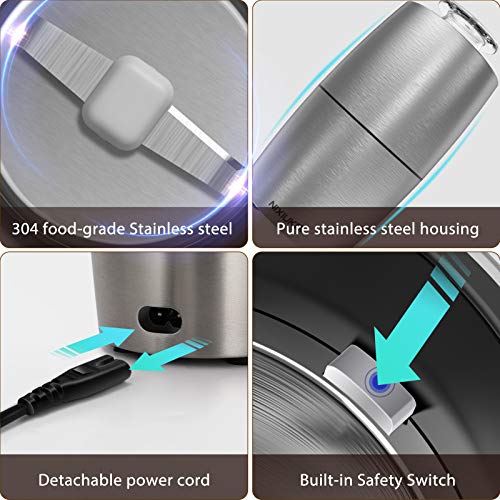 Molinillo de Café Eléctrico NIXIUKOL 200W Granos de Café y Molinillo de Especias Eléctricos con Cuchillas de Acero Inoxidable, Bajo Ruido, Molino para Granos de Café Nueces Especias Cereales