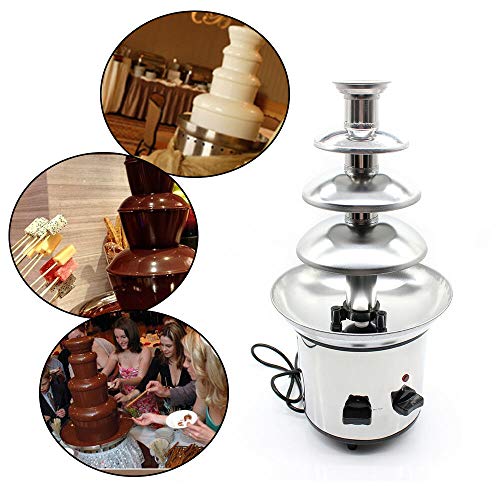 MOMOJA Máquina eléctrica de Fuente de Chocolate 4 Niveles Pantalla de Temperatura de Fondue de fusión de Chocolate para Boda de Fiesta