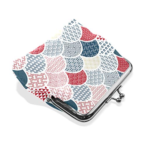 Monedero de Piel con diseño de balanza de Colores, Estilo Vintage, con Cierre, para Mujer y niña, Estilo Cartera
