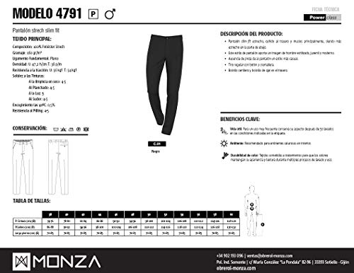 MONZA OBREROL Pantalón Largo De Camarero Corte Estrecho Hombre. Color Negro Talla 48. Ref: 4791
