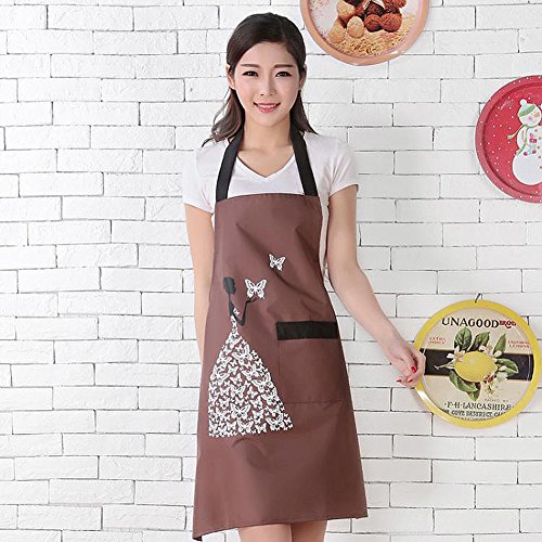 Moolecole Cocina para Mujer Delantales Impermeables Peto Anti-Aceite De La Mancha Sin Mangas Adulto PVC De La Mariposa del Delantal Delantal con Uno Bolsillos para Cocinar Hornear Café