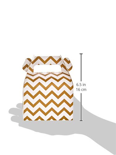 Mopec Caja cartón para Regalos con asa 11x15x8,6cm. chevrón Dorado, Pack de 25 Unidades, Talla Única